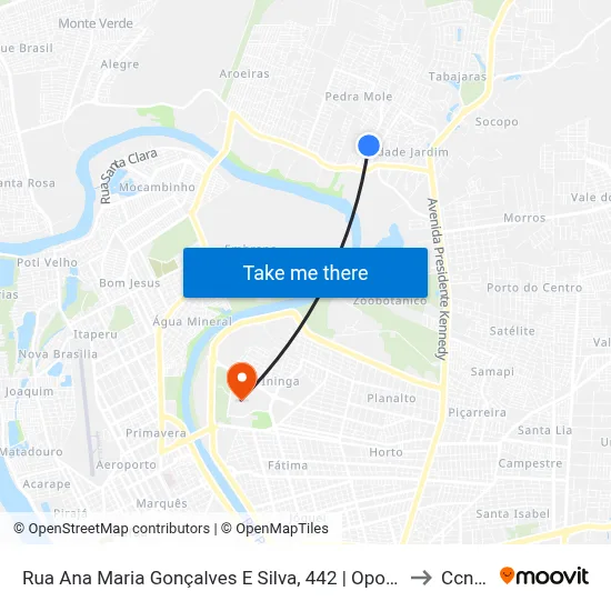 Rua Ana Maria Gonçalves E Silva, 442 | Oposto Ao Carvalho Supermercado to Ccn2 Ufpi map