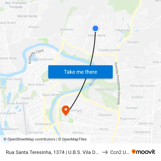 Rua Santa Teresinha, 1374 | U.B.S. Vila Do Avião to Ccn2 Ufpi map