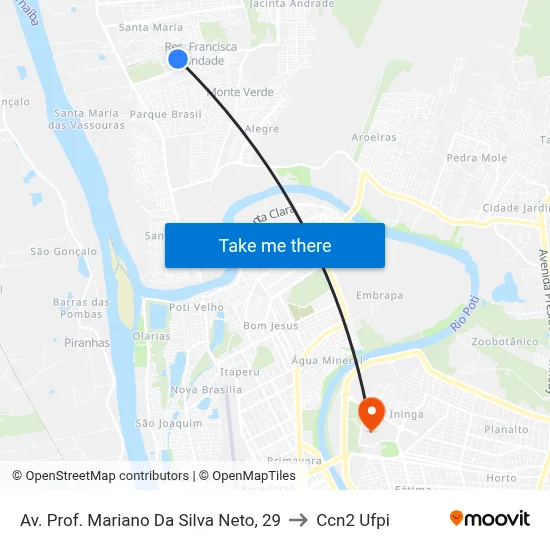 Av. Prof. Mariano Da Silva Neto, 29 to Ccn2 Ufpi map