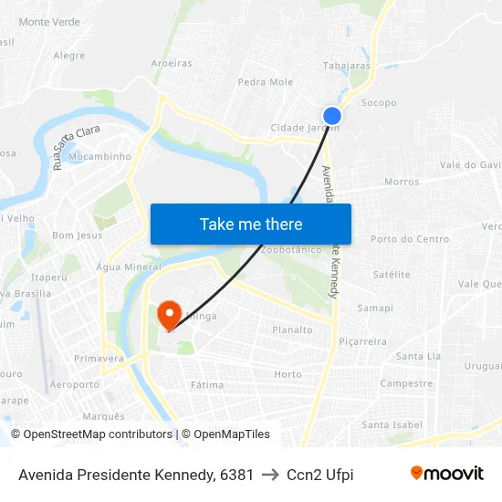 Avenida Presidente Kennedy, 6381 to Ccn2 Ufpi map