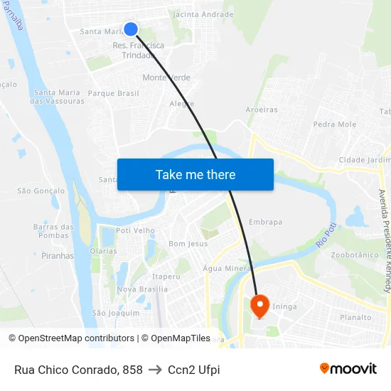 Rua Chico Conrado, 858 to Ccn2 Ufpi map