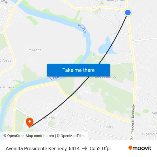 Avenida Presidente Kennedy, 6414 to Ccn2 Ufpi map