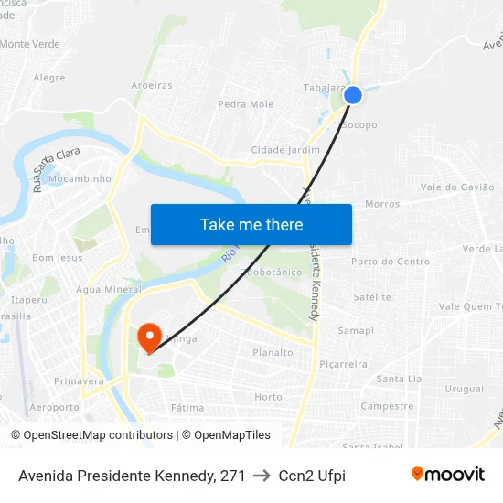 Avenida Presidente Kennedy, 271 to Ccn2 Ufpi map