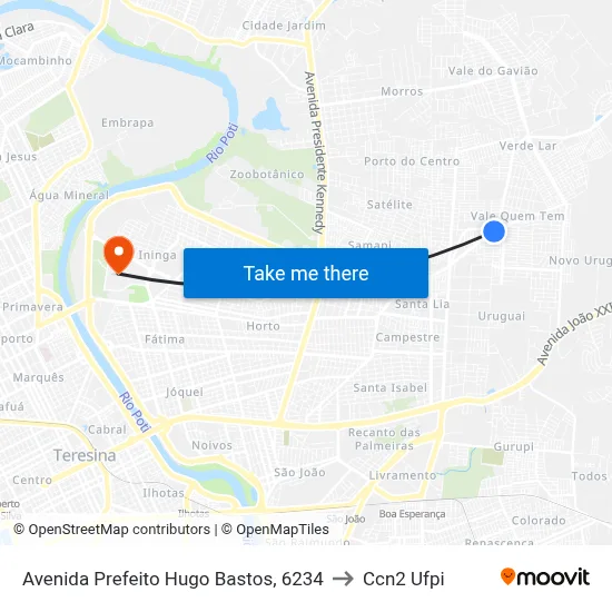 Avenida Prefeito Hugo Bastos, 6234 to Ccn2 Ufpi map