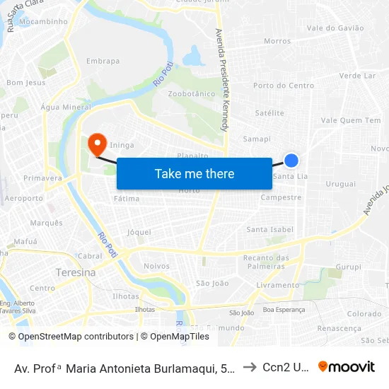 Av. Profᵃ Maria Antonieta Burlamaqui, 5357 to Ccn2 Ufpi map