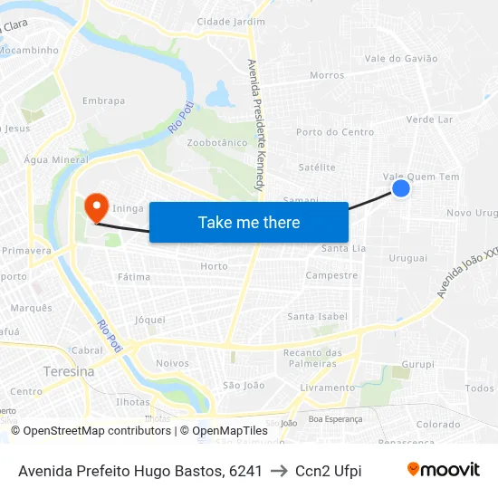 Avenida Prefeito Hugo Bastos, 6241 to Ccn2 Ufpi map