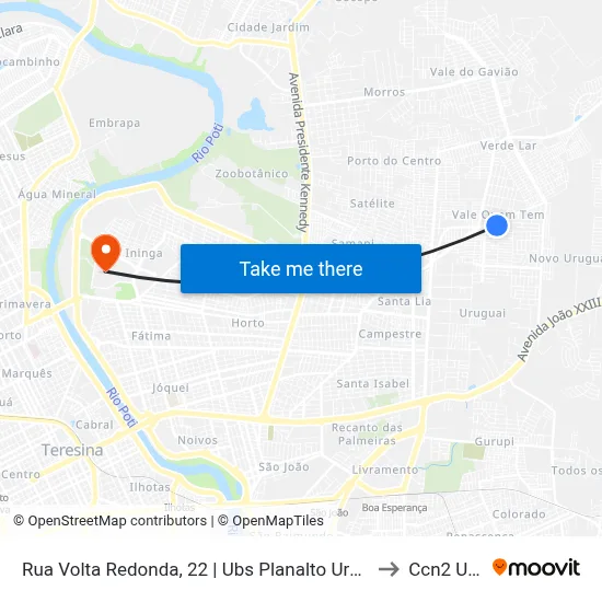 Rua Volta Redonda, 22 | Ubs Planalto Uruguai to Ccn2 Ufpi map
