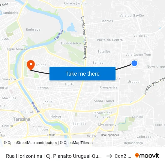 Rua Horizontina | Cj. Planalto Uruguai-Quadra A02, 13 to Ccn2 Ufpi map