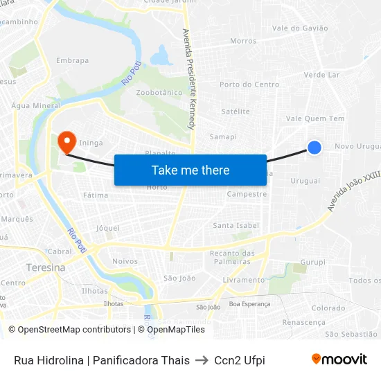 Rua Hidrolina | Panificadora Thais to Ccn2 Ufpi map