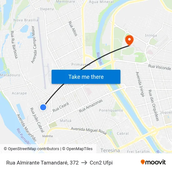 Rua Almirante Tamandaré, 372 to Ccn2 Ufpi map