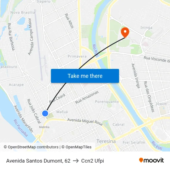 Avenida Santos Dumont, 62 to Ccn2 Ufpi map