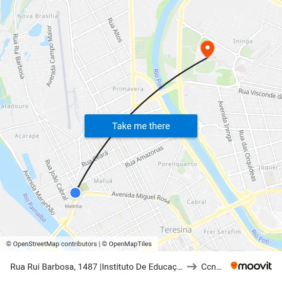 Rua Rui Barbosa, 1487 |Instituto De Educação/Cemitério São José to Ccn2 Ufpi map