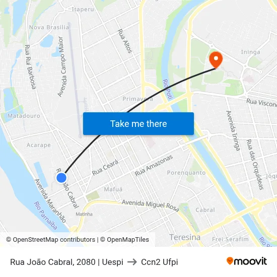 Rua João Cabral, 2080 | Uespi to Ccn2 Ufpi map