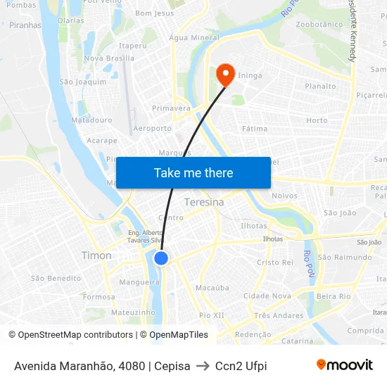 Avenida Maranhão, 4080 | Cepisa to Ccn2 Ufpi map