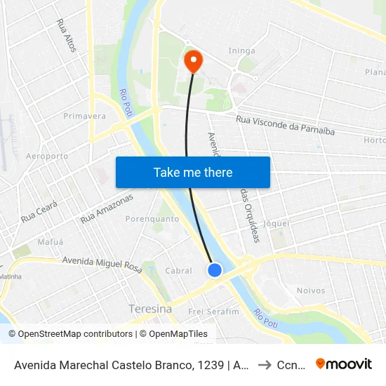 Avenida Marechal Castelo Branco, 1239 | Arca/Assembléia Legislativa to Ccn2 Ufpi map