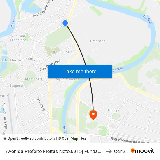 Avenida Prefeito Freitas Neto,6915| Fundação Francisca Trindade to Ccn2 Ufpi map