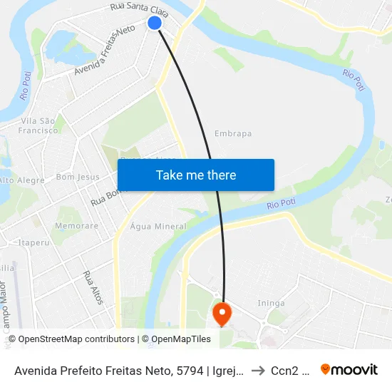 Avenida Prefeito Freitas Neto, 5794 | Igreja Bereana to Ccn2 Ufpi map