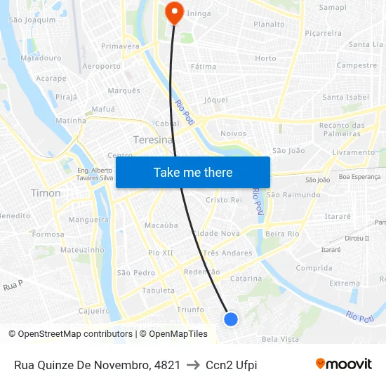 Rua Quinze De Novembro, 4821 to Ccn2 Ufpi map