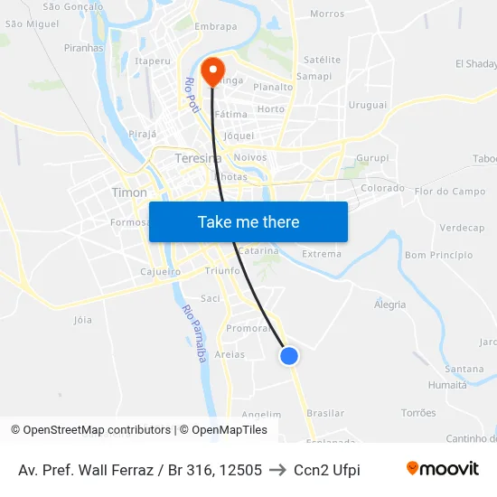 Av. Pref. Wall Ferraz / Br 316, 12505 to Ccn2 Ufpi map