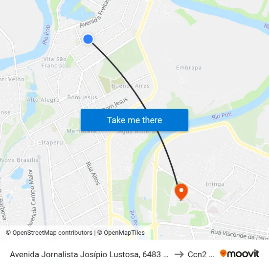 Avenida Jornalista Josípio Lustosa, 6483 | Tabocas Bar to Ccn2 Ufpi map