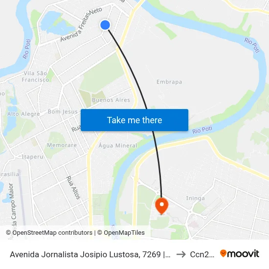 Avenida Jornalista Josipio Lustosa, 7269 |Ginásio Pato Preto to Ccn2 Ufpi map