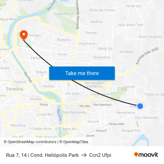 Rua 7, 14 | Cond. Heliópolis Park to Ccn2 Ufpi map