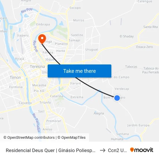 Residencial Deus Quer | Ginásio Poliesportivo to Ccn2 Ufpi map
