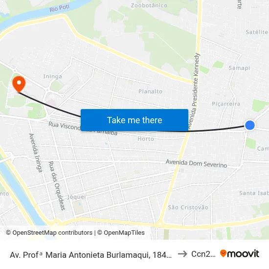 Av. Profᵃ Maria Antonieta Burlamaqui, 1841 | Praça Da Piçarreira to Ccn2 Ufpi map