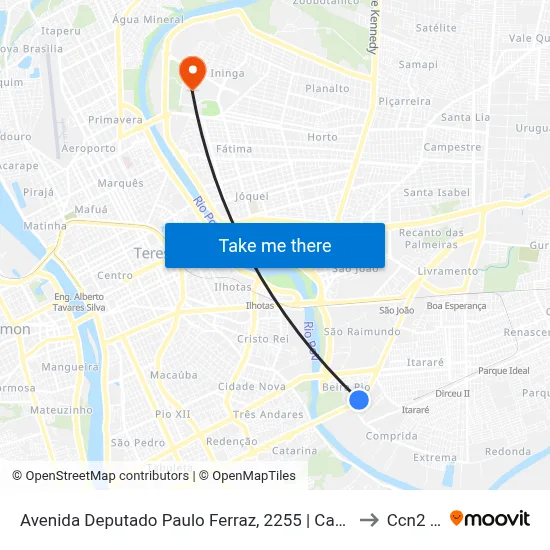Avenida Deputado Paulo Ferraz, 2255 | Carvalho Mercadão to Ccn2 Ufpi map