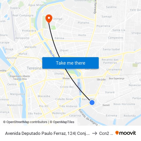 Avenida Deputado Paulo Ferraz, 124| Conj. Tancredo Neves to Ccn2 Ufpi map