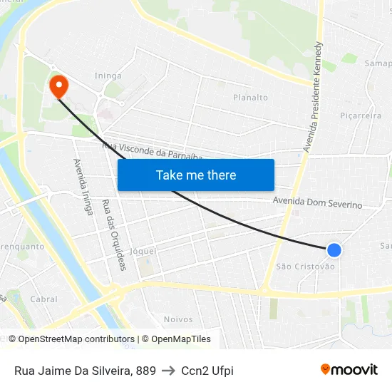Rua Jaime Da Silveira, 889 to Ccn2 Ufpi map