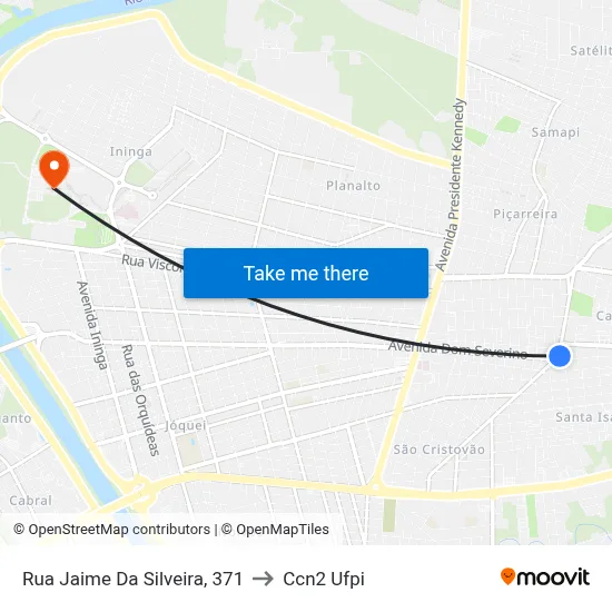 Rua Jaime Da Silveira, 371 to Ccn2 Ufpi map