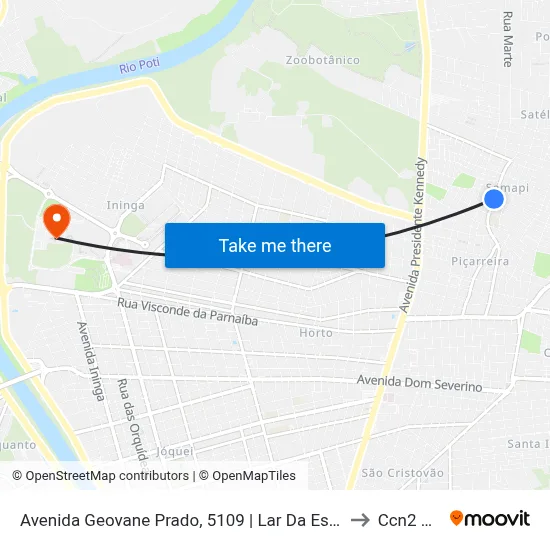 Avenida Geovane Prado, 5109 | Lar Da Esperança to Ccn2 Ufpi map