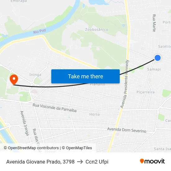 Avenida Giovane Prado, 3798 to Ccn2 Ufpi map