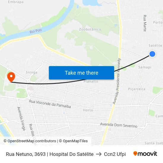 Rua Netuno, 3693 | Hospital Do Satélite to Ccn2 Ufpi map