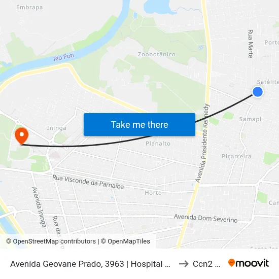 Avenida Geovane Prado, 3963 | Hospital Do Satelite to Ccn2 Ufpi map