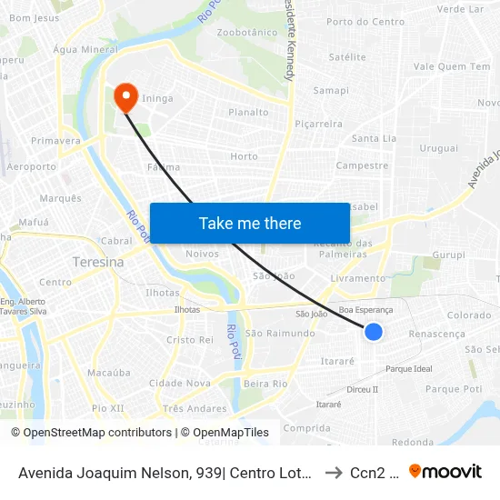 Avenida Joaquim Nelson, 939| Centro Lotérico Do Dirceu to Ccn2 Ufpi map