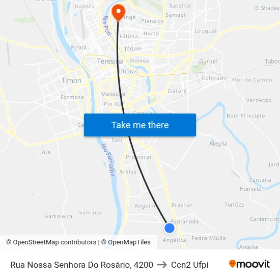 Rua Nossa Senhora Do Rosário, 4200 to Ccn2 Ufpi map