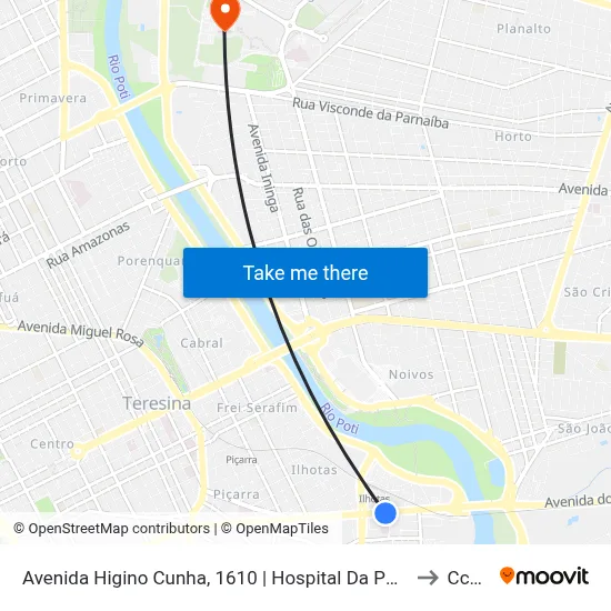 Avenida Higino Cunha, 1610 | Hospital Da Polícia Militar/Maternidade Evangelina Rosa to Ccn2 Ufpi map