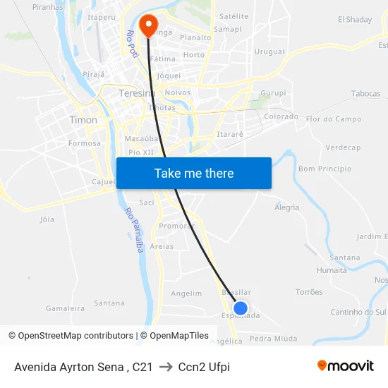 Avenida Ayrton Sena , C21 to Ccn2 Ufpi map