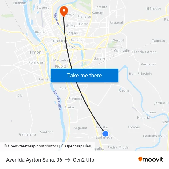 Avenida Ayrton Sena, 06 to Ccn2 Ufpi map