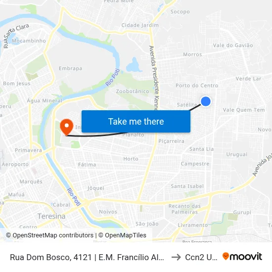 Rua Dom Bosco, 4121 | E.M. Francílio Almeida to Ccn2 Ufpi map