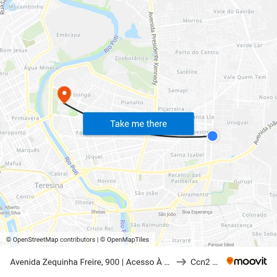 Avenida Zequinha Freire, 900 | Acesso À Novafapi to Ccn2 Ufpi map