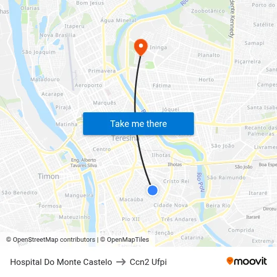 Hospital Do Monte Castelo to Ccn2 Ufpi map