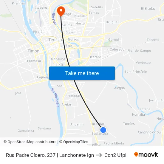 Rua Padre Cícero, 237 | Lanchonete Ign to Ccn2 Ufpi map