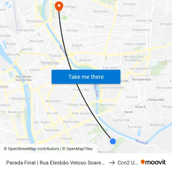 Parada Final | Rua Elesbão Veloso Soares, 3947 to Ccn2 Ufpi map