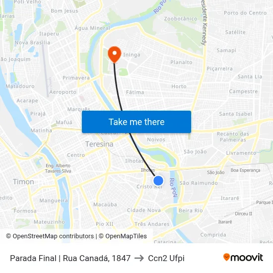 Parada Final | Rua Canadá, 1847 to Ccn2 Ufpi map