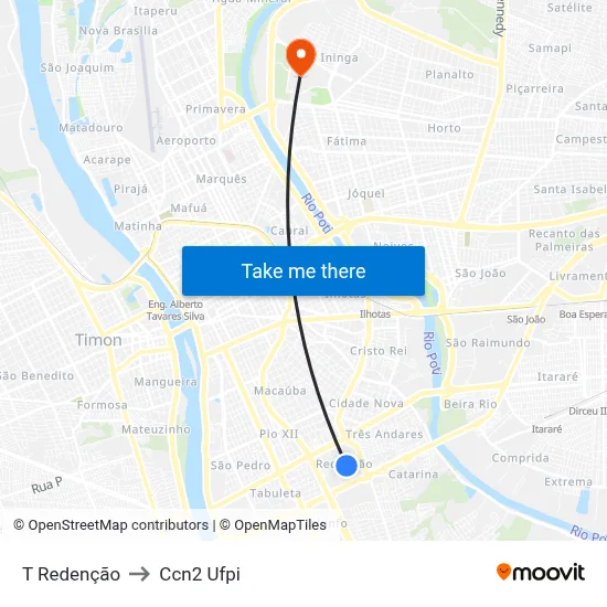T Redenção to Ccn2 Ufpi map