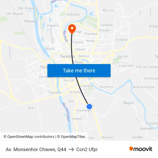 Av. Monsenhor Chaves, Q44 to Ccn2 Ufpi map