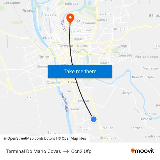 Terminal Do Mario Covas to Ccn2 Ufpi map